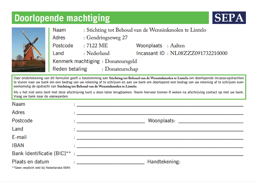 SEPA formulier